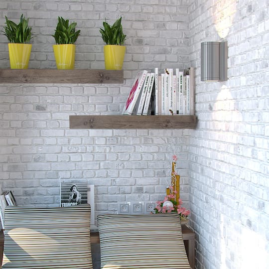 Small Gray Rustic Wood Floating Wall Shelf